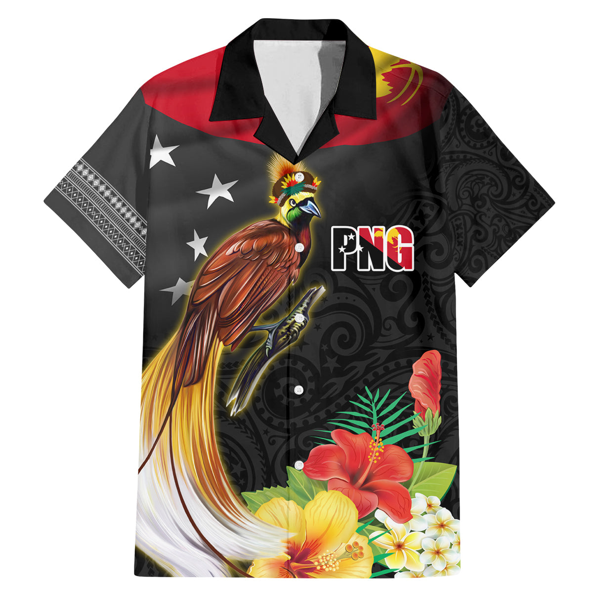 Papua New Guinea Independence Day Family Matching Mermaid Dress and Hawaiian Shirt PNG Flag and Bird-of-Paradise