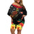 Papua New Guinea Independence Day Family Matching Off Shoulder Short Dress and Hawaiian Shirt PNG Flag and Bird-of-Paradise