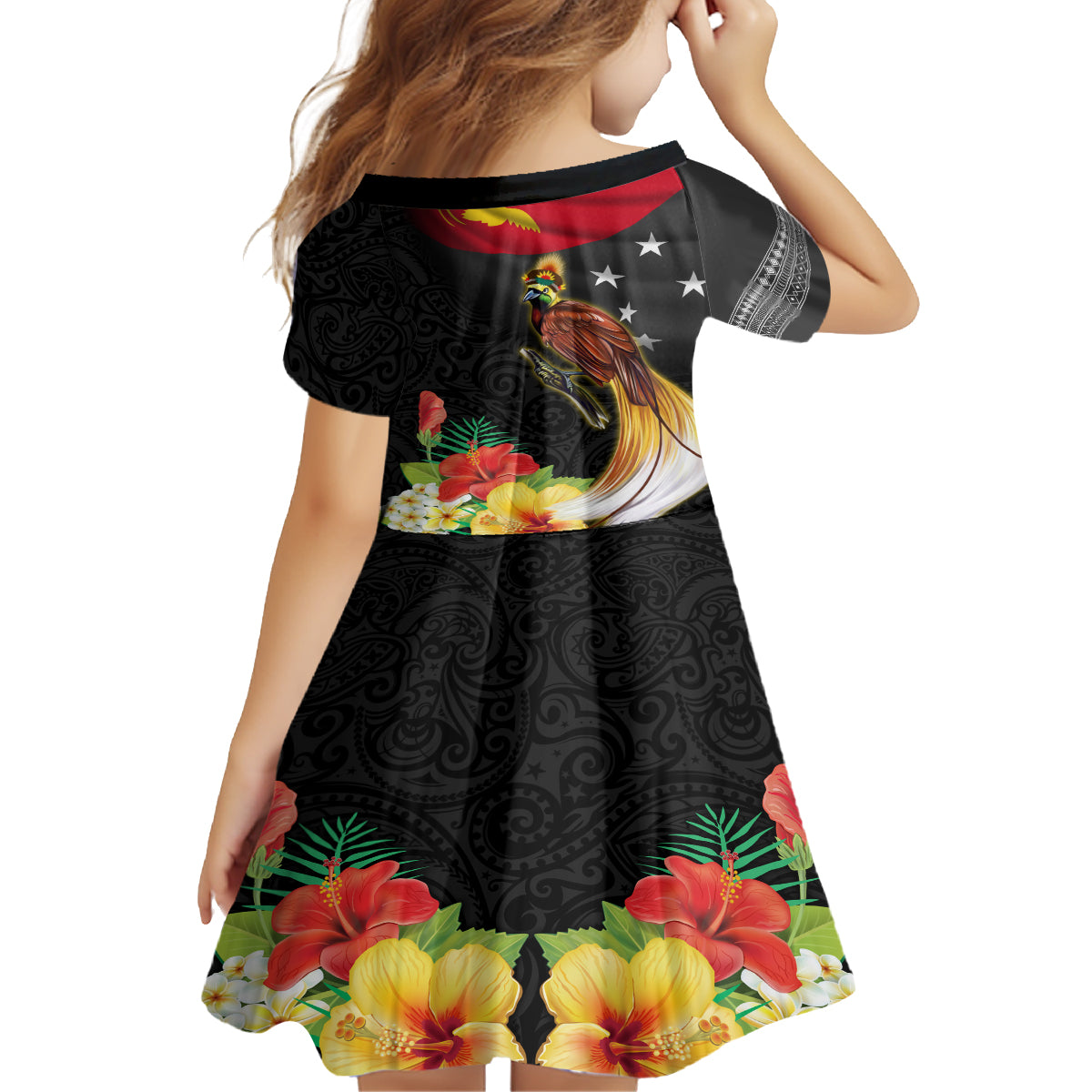 Papua New Guinea Independence Day Family Matching Summer Maxi Dress and Hawaiian Shirt PNG Flag and Bird-of-Paradise LT03 - Polynesian Pride