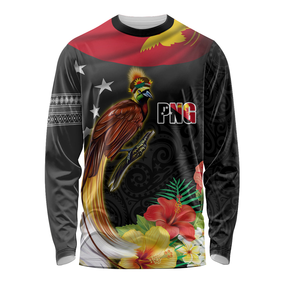 Papua New Guinea Independence Day Long Sleeve Shirt PNG Flag and Bird-of-Paradise