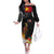 Papua New Guinea Independence Day Off The Shoulder Long Sleeve Dress PNG Flag and Bird-of-Paradise