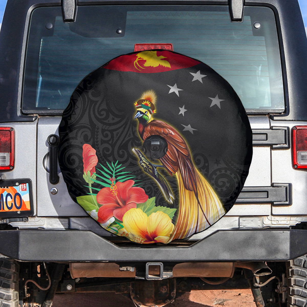 Papua New Guinea Independence Day Spare Tire Cover PNG Flag and Bird-of-Paradise