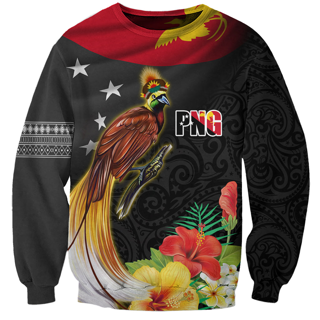 Papua New Guinea Independence Day Sweatshirt PNG Flag and Bird-of-Paradise LT03 Unisex Black - Polynesian Pride
