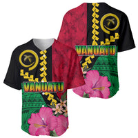 Vanuatu Flag Hibiscus Polynesian Pattern Baseball Jersey