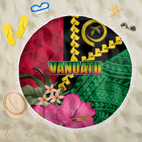 Vanuatu Flag Hibiscus Polynesian Pattern Beach Blanket LT03 One Size 150cm Black - Polynesian Pride