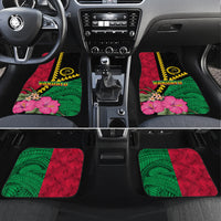 Vanuatu Flag Hibiscus Polynesian Pattern Car Mats LT03 Set 4pcs Black - Polynesian Pride