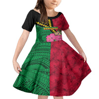 Vanuatu Flag Hibiscus Polynesian Pattern Family Matching Mermaid Dress and Hawaiian Shirt