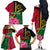 Vanuatu Flag Hibiscus Polynesian Pattern Family Matching Off The Shoulder Long Sleeve Dress and Hawaiian Shirt