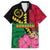 Vanuatu Flag Hibiscus Polynesian Pattern Family Matching Off The Shoulder Long Sleeve Dress and Hawaiian Shirt