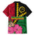 Vanuatu Flag Hibiscus Polynesian Pattern Family Matching Off The Shoulder Long Sleeve Dress and Hawaiian Shirt