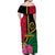 Vanuatu Flag Hibiscus Polynesian Pattern Family Matching Off Shoulder Maxi Dress and Hawaiian Shirt