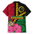 Vanuatu Flag Hibiscus Polynesian Pattern Family Matching Short Sleeve Bodycon Dress and Hawaiian Shirt