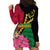 Vanuatu Flag Hibiscus Polynesian Pattern Hoodie Dress