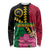 Vanuatu Flag Hibiscus Polynesian Pattern Long Sleeve Shirt