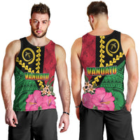 Vanuatu Flag Hibiscus Polynesian Pattern Men Tank Top