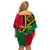 Vanuatu Flag Hibiscus Polynesian Pattern Off Shoulder Short Dress