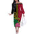 Vanuatu Flag Hibiscus Polynesian Pattern Off The Shoulder Long Sleeve Dress