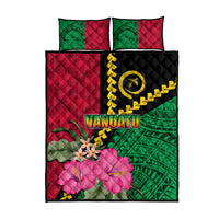 Vanuatu Flag Hibiscus Polynesian Pattern Quilt Bed Set LT03 - Polynesian Pride