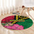 Vanuatu Flag Hibiscus Polynesian Pattern Round Carpet