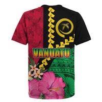 Vanuatu Flag Hibiscus Polynesian Pattern Rugby Jersey LT03 - Polynesian Pride