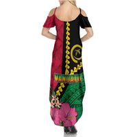 Vanuatu Flag Hibiscus Polynesian Pattern Summer Maxi Dress LT03 - Polynesian Pride