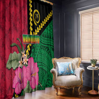 Vanuatu Flag Hibiscus Polynesian Pattern Window Curtain LT03 - Polynesian Pride