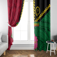 Vanuatu Flag Hibiscus Polynesian Pattern Window Curtain LT03 - Polynesian Pride