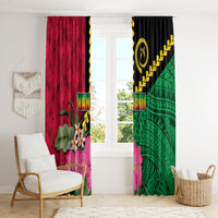 Vanuatu Flag Hibiscus Polynesian Pattern Window Curtain LT03 - Polynesian Pride
