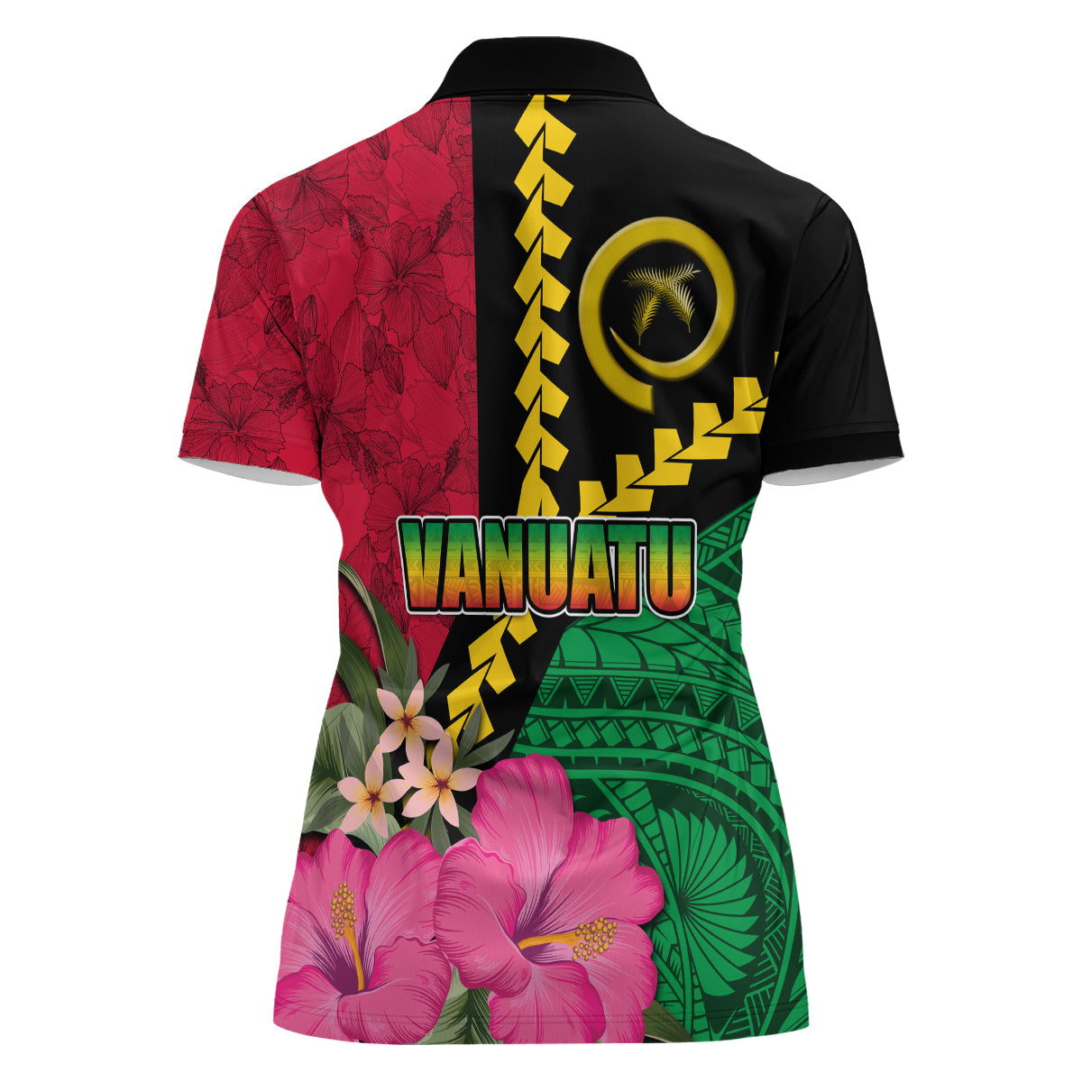 Vanuatu Flag Hibiscus Polynesian Pattern Women Polo Shirt LT03 - Polynesian Pride