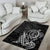 Hawaii Monk Seal and Dolphin Area Rug Polynesian Kakau Pattern Black White Color