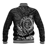 Hawaii Monk Seal and Dolphin Baseball Jacket Polynesian Kakau Pattern Black White Color LT03 - Polynesian Pride
