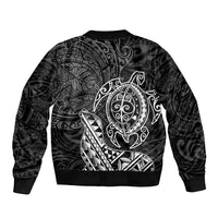 Hawaii Monk Seal and Dolphin Bomber Jacket Polynesian Kakau Pattern Black White Color LT03 - Polynesian Pride