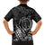 Hawaii Monk Seal and Dolphin Family Matching Puletasi and Hawaiian Shirt Polynesian Kakau Pattern Black White Color