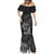 Hawaii Monk Seal and Dolphin Mermaid Dress Polynesian Kakau Pattern Black White Color