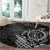 Hawaii Monk Seal and Dolphin Round Carpet Polynesian Kakau Pattern Black White Color