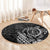 Hawaii Monk Seal and Dolphin Round Carpet Polynesian Kakau Pattern Black White Color