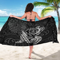 Hawaii Monk Seal and Dolphin Sarong Polynesian Kakau Pattern Black White Color