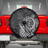 Hawaii Monk Seal and Dolphin Spare Tire Cover Polynesian Kakau Pattern Black White Color LT03 - Polynesian Pride