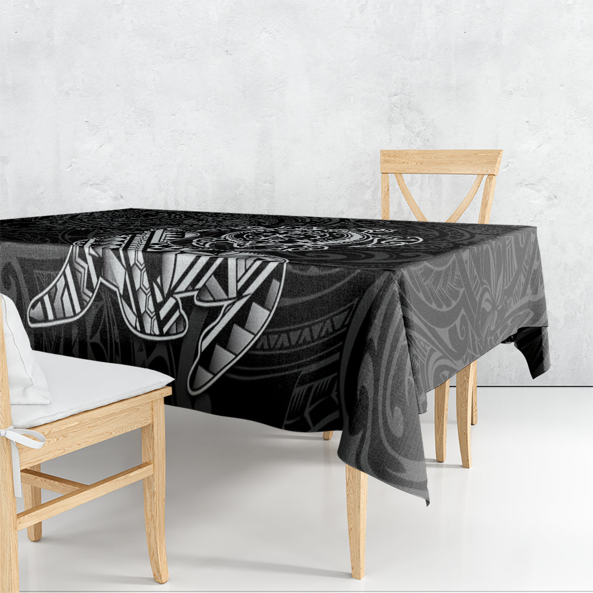 Hawaii Monk Seal and Dolphin Tablecloth Polynesian Kakau Pattern Black White Color LT03 - Polynesian Pride