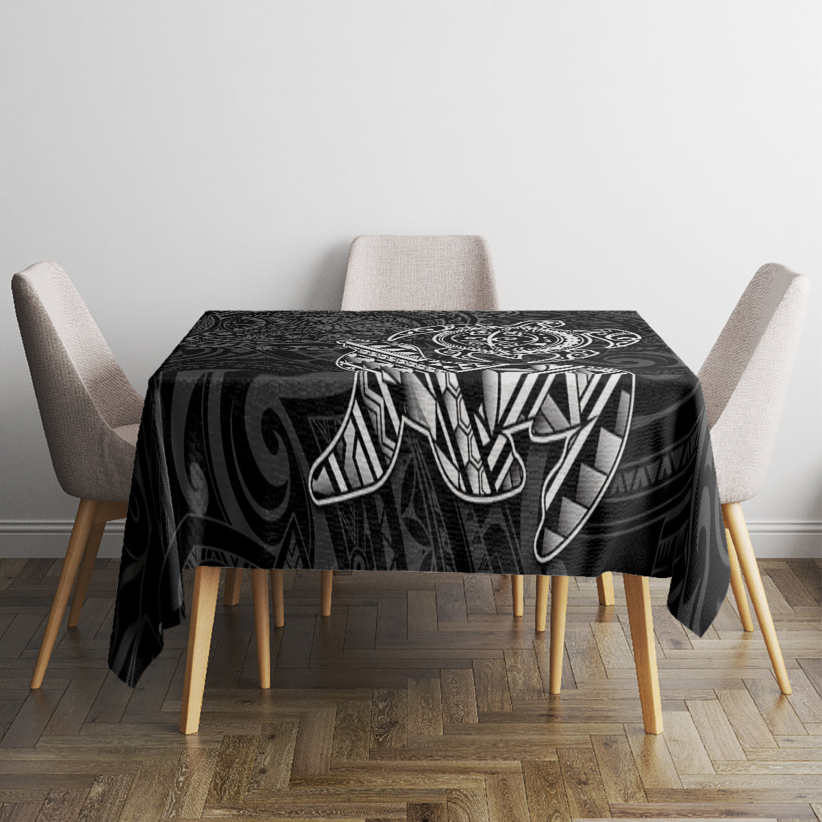Hawaii Monk Seal and Dolphin Tablecloth Polynesian Kakau Pattern Black White Color LT03 - Polynesian Pride