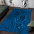 Hawaii Monk Seal and Dolphin Area Rug Polynesian Kakau Pattern Blue