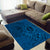 Hawaii Monk Seal and Dolphin Area Rug Polynesian Kakau Pattern Blue