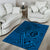 Hawaii Monk Seal and Dolphin Area Rug Polynesian Kakau Pattern Blue