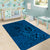 Hawaii Monk Seal and Dolphin Area Rug Polynesian Kakau Pattern Blue