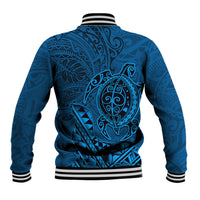 Hawaii Monk Seal and Dolphin Baseball Jacket Polynesian Kakau Pattern Blue LT03 - Polynesian Pride