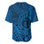 Hawaii Monk Seal and Dolphin Baseball Jersey Polynesian Kakau Pattern Blue