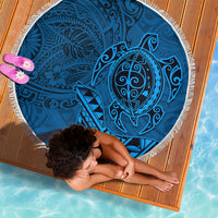 Hawaii Monk Seal and Dolphin Beach Blanket Polynesian Kakau Pattern Blue LT03 - Polynesian Pride