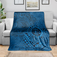 Hawaii Monk Seal and Dolphin Blanket Polynesian Kakau Pattern Blue LT03 - Polynesian Pride