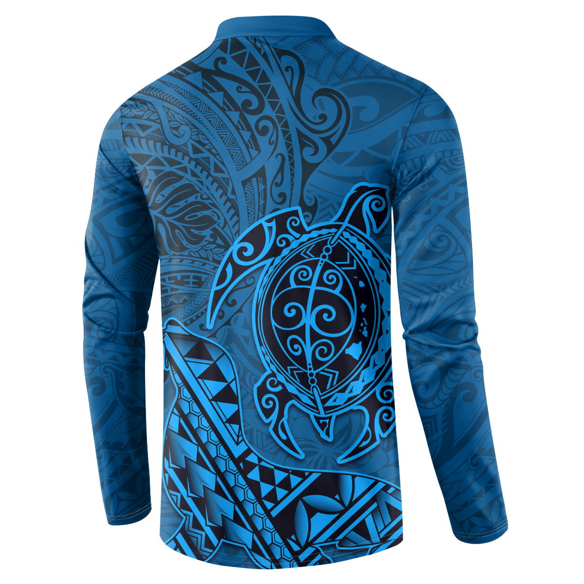 Hawaii Monk Seal and Dolphin Button Sweatshirt Polynesian Kakau Pattern Blue LT03 - Polynesian Pride