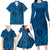 Hawaii Monk Seal and Dolphin Family Matching Long Sleeve Bodycon Dress and Hawaiian Shirt Polynesian Kakau Pattern Blue